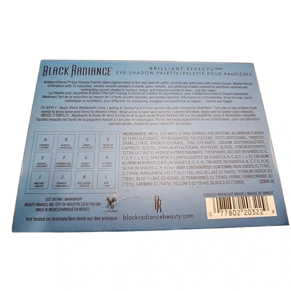 Black Radiance Brilliant‎ Effects Eye Shadow Palette Midnight Magic 12 Shades